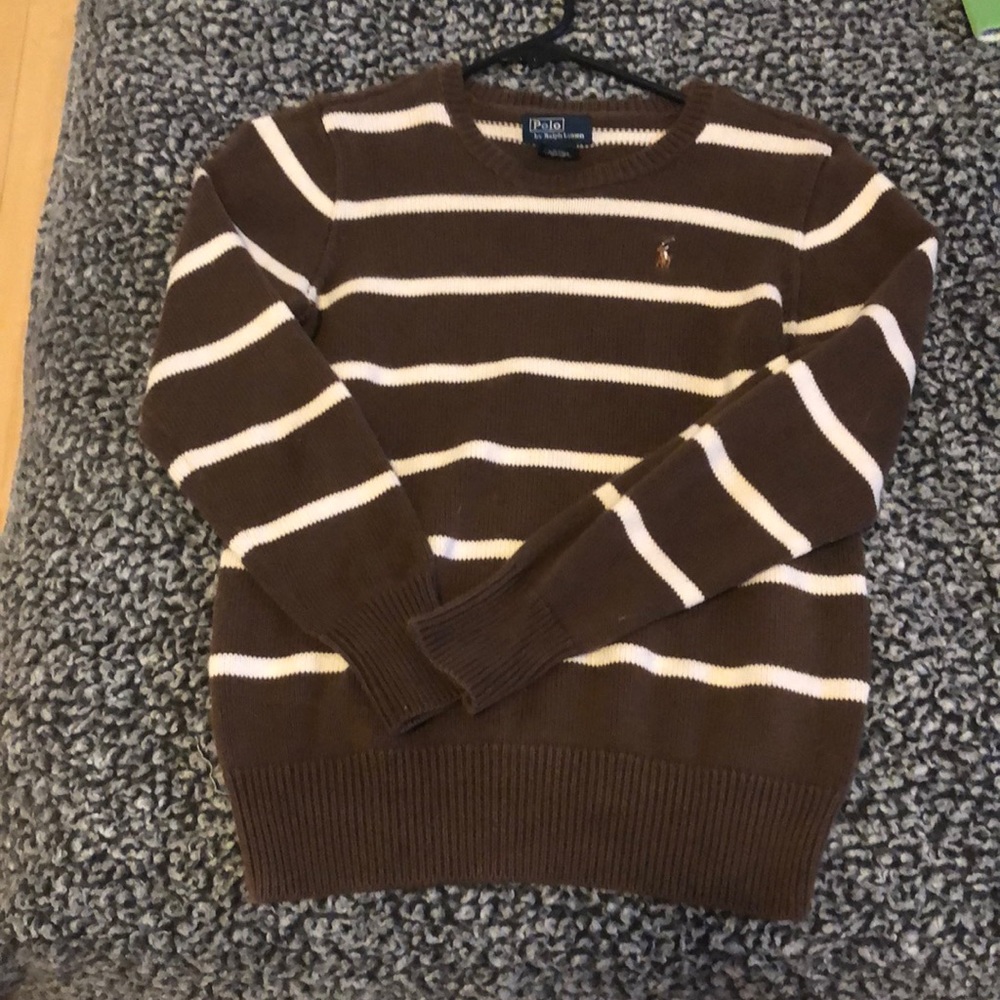 Polo brown and white striped sweater